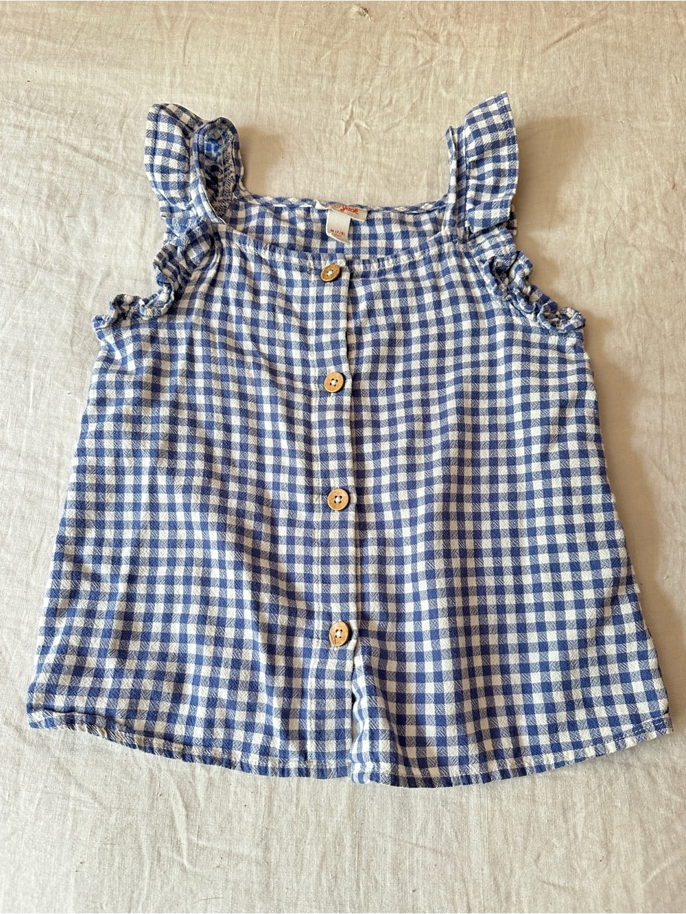 Cat & Jack Blue Gingham Button-Front Ruffle Tank